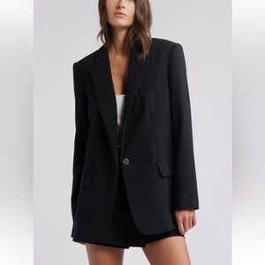Open Edit “The Icon” Oversized Blazer Black M One Button Relaxed Nordstrom